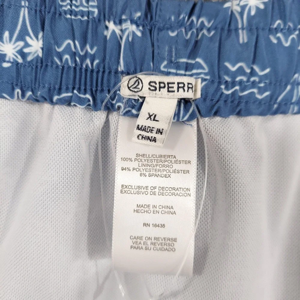 Sperry Swim Trunks Mens XL Blue Sailboat Print Lined UPF‎ 50 Shorts Nautical